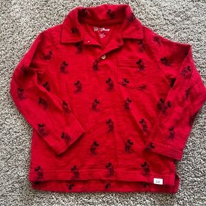 GAP Kids Red Long Sleeve Mickey Mouse Tee